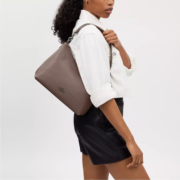 NWT Coach Laurel Shoulder Bag Soft Pebble Leather Dark Stone Taupe Brown CR148 - Picture 12 of 13